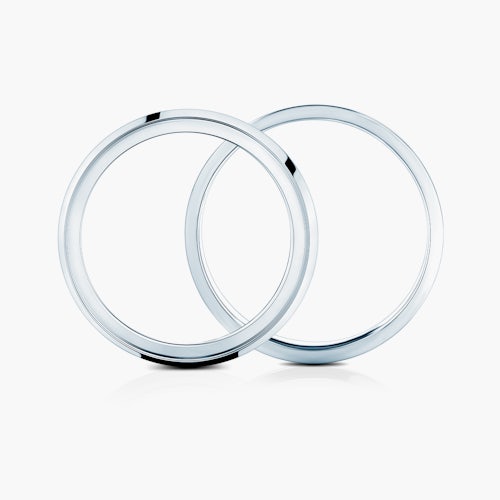 Obrączki partnerskie Sign of Love®: białe złoto, diament, płaska 5,5mm i płaska 4mm